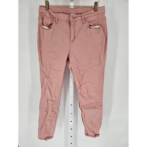 Jaclyn Smith Women's Pink Mid Rise Button Closer Casual Pant Size 12
